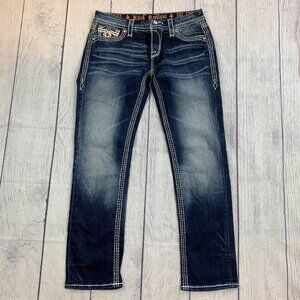 Rock Revival Avery Jeans sz 28 Easy Capri Inseam 30" Embellished Rhinestones